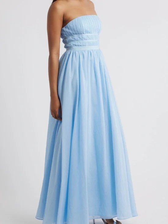 Lulu's Strapless Sky Blue Maxi Dress - Picture 2 of 3
